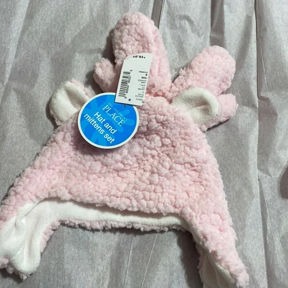 Infant girls NEW 3 piece pink Hat and Mittens Set; 12-24 months - Picture 1 of 1